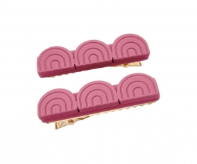 2 Pinze Capelli Tri Rainbow Mauve Rose