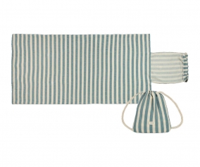 Serviette de plage Portofino Blue Stripes avec sac  dos 