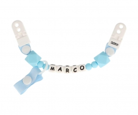 Accroche-sucette broche personnalise en silicone bleu 