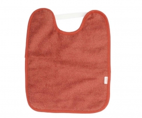 Bavoir en tissu ponge plastifi marron avec lastique