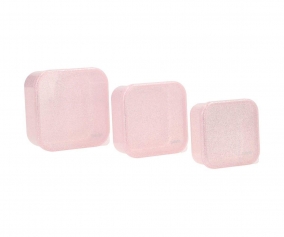 3 Cajas Almuerzo Glitter Pink