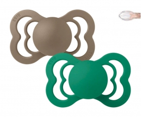 2 chupetas de silicone BIBS Supreme Dark Oak/Evergreen