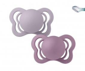 2 sucettes BIBS Couture Fossil Grey/Mauve Silicona