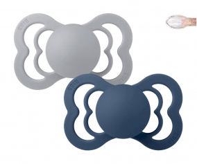 2 Chupetes BIBS Supreme Cloud/Steel Blue Silicona