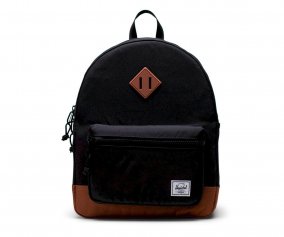 Sac  dos Herschel Heritage Youth Noir/Saddle Brown Personnalisable