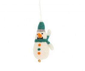 Dcoration de Nol Bonhomme de Neige avec Grelot Vert