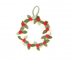 Christmas Ornament Small Holly and Berry Wreath