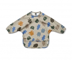 Bib with Sleeves Monster/Blue Mix