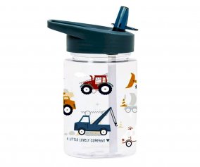 Botella Plstico con Pajita Vehicles 450ml
