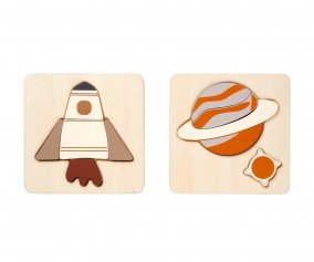 2 Puzzles Space Shuttle & Planet