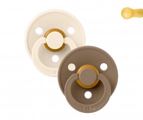 2 Chupetes BIBS Colour Round Ivory/Dark Oak