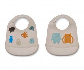 2 bavoirs en silicone Tilda Monster/Mist 