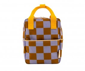 Petit sac  dos personnalisable Sticky Lemon Farmhouse Checkerboard Blooming Purple