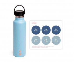 Bottiglia Termica Blue 600ml+6 Etichette Rotonde Blue Gratis