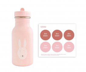 Botella Acero Trixie Mrs. Rabbit 350ml + 6 Pegatinas Redondas Rose Regalo