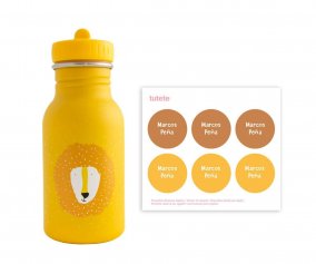 Botella Acero Trixie Mrs. Lion 350ml + 6 Pegatinas Redondas Yellow Regalo