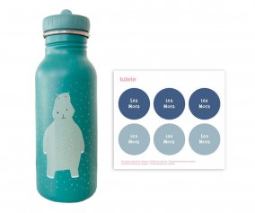 Bottiglia Acciaio Trixie Mr.Hippo 500ml+6 Etichette Rotonde Blue Gratis