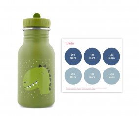 Bottiglia Acciaio Trixie Mr.Dino 350ml+6 Round Labels Blue Free