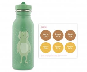 Bouteille en acier Trixie 500 ml avec 6 autocollants cadeaux ronds jaunes 