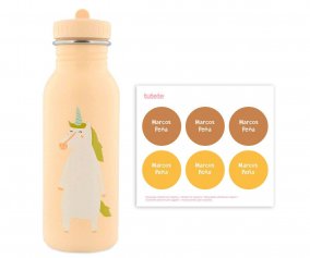 Bottiglia Acciaio Trixie Mrs.Unicorn 500ml+6 Etichette Rotonde Yellow Gratis