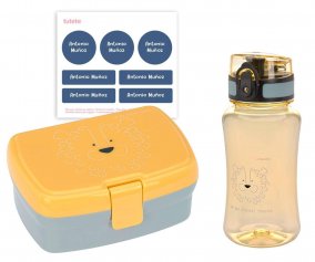 Lunchbox + Borraccia Lion+7 Etichette Adesive Blue Gratis