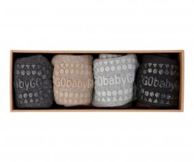 Combo Box Socks semelle antidrapente gris fonc mlang, sable, gris mlang, noir 