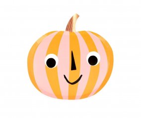 8 Platos Calabaza Stripy Pink Orange