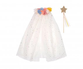 Costume Cape avec Col  Pompons et Baguette 3-6 ans