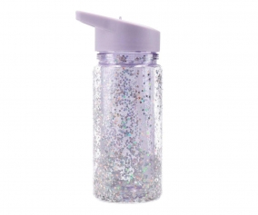Gourde en Plastique avec Paille Glitter Stars Lilac Personnalisable