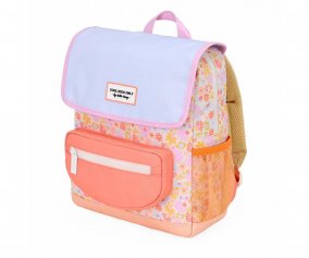 Mochila Escolar Solapa Retro Flowers Personalizable