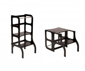 Montessori Learning Tower Table and Chair Black/Silver