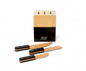 Portacuchillos de Madera con 3 Cuchillos