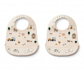 2 Bavoirs en Silicone Tilda Farm/Sandy 