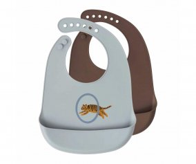 2 Bavoirs Silicone Tiger 