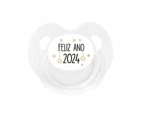 Chupete Retro Branco Feliz Ano 2024