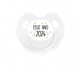 Chupete Retro Branco Feliz Ano 2024