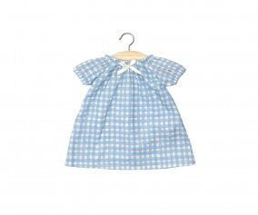 Robe Bleue Sabrina Vichy pour Poupe Soft 28 cm