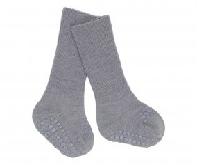 Pack of 3 Pairs Non-Slip Sole Socks Wool Grey Melange