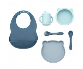 Vaisselle de 7 Pices Silicone Bleu 