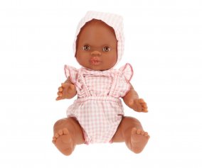 Bambola Gordis Carmen con Pagliaccetto e Cuffia Vichy Rosa