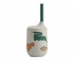 Gobelet en Silicone avec Paille Ellis Dinosaurs/Mist