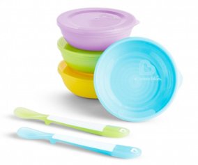 Pack of 4 Pastel Bowls with Lids and Spoons Love-a-Bowl