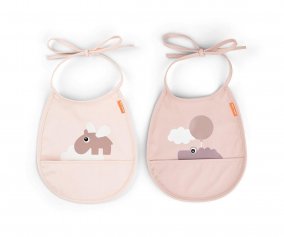 Pack 2 Bibs Pocket Elphee Happy Clouds Powder
