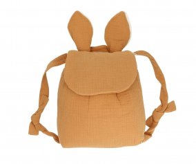 Petit Sac  dos en Mousseline Lapin Caramel Personnalisable