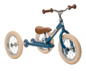 Bicicleta de equilbrio sem pedais Trybike Blue + kit de roda traseira dupla branca