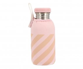 Garrafa de Ao Rosa Stripes com forro 500ml Personalizvel