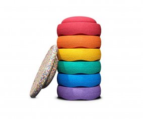 Stapelstein Set Super Confetti Rainbow Classic 6+1 Board Nuevo
