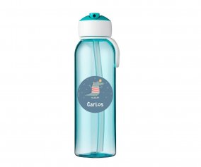 Garrafa Flip-Up Campus Personalizada Turquesa 500ml Croc
