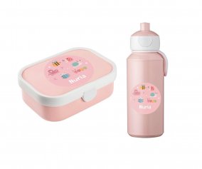 Set Pranzo Campus Pink + Etichette Bugs Personalizzate