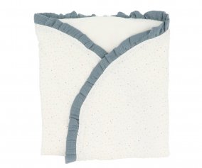 Rainbow Dots Blue Personalized Swaddle Blanket